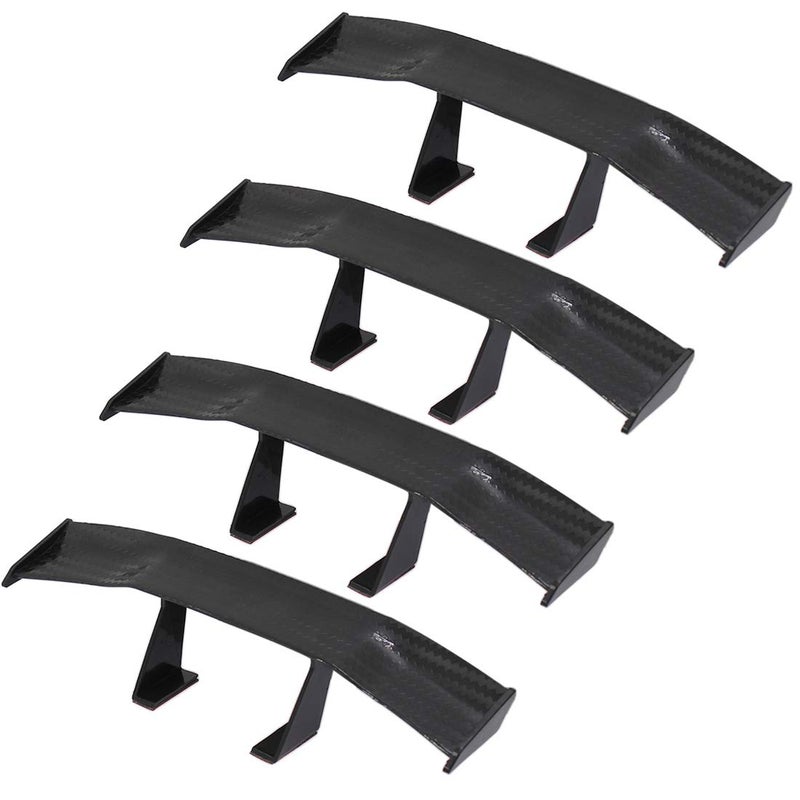 BokWin 4Pcs Universal Car Mini Spoiler Wing, Auto Car Tail Wing Mini Auto Carbon Fiber Texture Decoration Without Perforation Tail Decoration, 6.7 Inch Length (Black) - Image 1